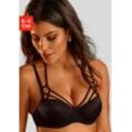 Schalen-BH PETITE FLEUR GOLD, Damen, Gr. 100, Cup F, schwarz, Microtouch, Obermaterial: 80% Polyamid, 20% Elasthan, sexy, BHs, mit verführerischer Bänder-Optik