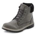 Stiefelette LASCANA Gr. 36, grau (anthrazit) Damen Schuhe Schnürstiefeletten wind- & wasserabweisend, Winterboots zum Schnüren, Outdoorstiefel