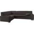 Ecksofa DOMO COLLECTION "Alisson L-Form", grau (anthrazit), B:249cm H:75cm T:181cm, Microfaser aus 100% Polyester, Softlux, das pflegeleichte Kunstleder aus 80% PVC, 18% Polyester und 2% Polyurethan, Strukturstoff aus 90% Polyester und 10% Polyacryl, Sofas, wahlweise mit Bettfunktion