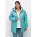 Steppjacke SHEEGO "Große Größen" Gr. 40, blau (aqua), Damen, Füllung: 100% Polyester;Obermaterial: Polyester;Futter: Polyester, Jacken leicht wattiert, mit Kapuze