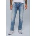 Regular-fit-Jeans CAMP DAVID Gr. 29, Länge 30, blau, Herren, Material: 98% Baumwolle, 2% Elasthan, Zusatz: Enthält nichttextile Teile tierischen Ursprungs (Badge), Abriebeffekte, Jeans, mit breiten Nähten