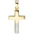 Kreuz-Anhänger JOBO "Anhänger Kreuz" Schmuckanhänger Gr. Gelbgold 333, goldfarben (gelbgold 333) Damen 333 Gold bicolor diamantiert