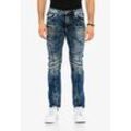 Bequeme Jeans CIPO & BAXX Gr. 30, Länge 34, blau (dunkelblau) Herren Jeans mit trendigen Ziernähten in Straight-Fit