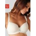 Schalen-BH LASCANA Gr. 70, Cup D, beige (creme), Damen, Spitze, Nicki, Obermaterial: 88% Polyamid, 10% Elasthan, 2% Polyester, BHs, mit Bügel, mit verzierten Trägern, Dessous