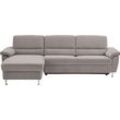 Ecksofa CALIZZA INTERIORS "Onyx L-Form", grau (1011 fels), B:270cm H:90cm T:158cm, Flachgewebe in Samt-Optik - 100% Polyester, Sofas, Recamiere links oder rechts, wahlweise mit Bettfunktion, Breite 270 cm