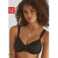 Minimizer-BH NUANCE Gr. 100, Cup F, schwarz, Damen, Obermaterial: 73% Baumwolle, 18% Polyamid, 9% Elasthan, BHs, mit Spitze in Schmetterlings-Muster