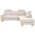 Ecksofa HOME AFFAIRE "Dundee L-Form", beige (creme), B:263cm H:86cm T:219cm, Struktur fein (100% Polyester), Sofas, wahlweise mit Kopfteilverstellung und zusätzlich mit Bettfunktion