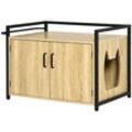 PawHut Katzentoilett mit Griff natur 82,3L x 51B x 54H cm