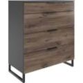 Schubkastenkommode WIMEX "Winnipeg by fresh to go", grau (graphit, flagstaff, eiche, nachbildung), B:81cm H:92cm T:41cm, Holzwerkstoff, Sideboards, mit 4 Schubladen, Soft-close-Funktion