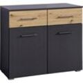 Kombikommode RAUCH "Boston-Extra", grau (graumetallic, eiche artisan), B:93cm H:81cm T:42cm, Sideboards, Breite 93 cm