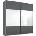 Schwebetürenschrank RAUCH "Quadra", grau (grau metallic, spiegel), B:226cm H:230cm T:62cm, Schränke, mit Spiegelelementen