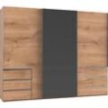 Schwebetürenschrank WIMEX "Level by fresh to go", grau (plankeneichefarben, grauglas), B:300cm H:236cm T:65cm, Schränke, mit Glastür