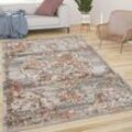 Teppich Wohnzimmer Kurzflor Vintage Pastell Orient Muster Mit Bordüre Grau Braun 120x170 cm - Paco Home