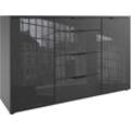 Kombikommode WIMEX "Level36 black C by fresh to go", grau (graphit, glas grau), B:135cm H:84cm T:41cm, Spanplatte, Sideboards, mit Glaselementen auf der Front, soft-close Funktion, 135cm breit