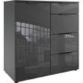 Kombikommode WIMEX "Level 36C by fresh to go", grau (graphit, glas grau), B:81cm H:84cm T:41cm, Spanplatte, Sideboards, mit Glaselementen auf der Front, soft-close Funktion, 81cm breit