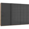 Schwebetürenschrank WIMEX "Level by fresh to go", grau (plankeneichefarben, grauglas), B:300cm H:216cm T:65cm, Schränke, mit Glastüren