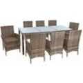 Polyrattan Sitzgruppe Gartenmöbel Set f. 8 Personen Rattan Gartenset Beige-Braun