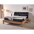 Boxspringbett HOME AFFAIRE "Villads", schwarz (carbone), B:199cm L:231cm, Komplettbetten, Boxspringbett, Liegefläche: 180/200 cm, Inside-Boxspring-Unterbau, recycelte Stoffe