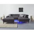 Ecksofa COTTA "Mia L-Form", braun (mud), B:244cm H:74cm T:193cm, 100% Polyester, Sofas, 3-tlg.-Kissen-Set, Ottomane, wahlweise mit oder ohne RGB-Beleuchtung