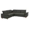 Ecksofa HOME AFFAIRE "Dalia L-Form" Sofas Gr. B/H/T: 256 cm x 83 cm x 236 cm, Lu x us-Microfaser Florence, langer Schenkel rechts, ohne Bettfunktion-ohne Schubladenstauraum-ohne Kopfteilverstellung, grau (anthrazit) Ecksofas mit Federkernpolsterung, wahlweise Bettfunktion, Bettkasten