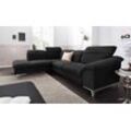 Ecksofa COTTA "Teresa L-Form" Sofas Gr. B/H/T: 293 cm x 84 cm x 232 cm, Struktur, Ottomane links, mit Kopfteilverstellung, schwarz Ecksofas wahlweise mit Bettfunktion