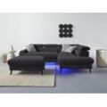 Ecksofa COTTA "Mia L-Form", schwarz, B:244cm H:74cm T:193cm, 100% Polyester, Sofas, 3-tlg.-Kissen-Set, Ottomane, wahlweise mit oder ohne RGB-Beleuchtung