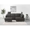 Ecksofa SIT & MORE "Farö L-Form", grau (anthrazit), B:251cm H:90cm T:187cm, Sofas, inklusive Federkern, wahlweise mit Bettfunktion und Bettkasten