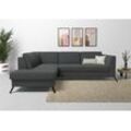 Ecksofa SIT & MORE "Olsen L-Form", grau (anthrazit), B:248cm H:88cm T:201cm, 100% Polyester, Sofas, inklusive Sitztiefenverstellung, wahlweise mit Bettfunktion, 15cm hoch
