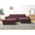 Ecksofa HOME AFFAIRE "Dundee L-Form", lila (flieder), B:264cm H:86cm T:170cm, Flachgewebe (100% Polyester), Sofas, wahlweise mit Kopfteilverstellung und zusätzlich mit Bettfunktion