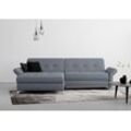 Ecksofa INOSIGN "Maredo L-Form", blau (graublau), B:284cm H:89cm T:179cm, 100% Polyester, Sofas, Federkern, wahlweise auch mit Kopfteil- und Armlehnverstellung