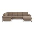 Wohnlandschaft PLACES OF STYLE "Calando U-Form", grau (taupe), B:326cm H:91cm T:188cm, 98% Polyester 2% Polyamid, Sofas, wahlweise mit Bettfunktion, Bettkasten und Armteilfunktion