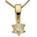 Ketten-Anhänger FIRETTI "Schmuck Geschenk Gold 750 Halsschmuck Anhänger Halskette Solitär" Schmuckanhänger Gr. 0,2 ct LR = lupenrein, Gelbgold 585-Diamanten, 0,6 g, goldfarben (gelbgoldfarben, g1=getönt, 1) Damen mit Brillant in Krappenfassung