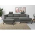 Ecksofa SIT & MORE "Olsen L-Form", grau (anthrazit), B:261cm H:88cm T:172cm, 100% Polyester, Sofas, inklusive Sitztiefenverstellung, wahlweise mit Bettfunktion, 15cm hoch