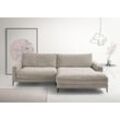 Ecksofa INOSIGN "Downtown, B/T/H: 272/190/84 cm L-Form", grau (taupe), Sofas, B/H/T: 272cm x 84cm x 190cm, Cord, Recamiere rechts weicher Sitzkomfort auch in Cord und Bouclé, incl. Zierkissen