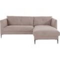 Ecksofa LEONIQUE "Falbella, L-Form" Sofas Gr. B/H/T: 235cm x 84cm x 165cm, Struktur fein, Recamiere rechts, grau (taupe) extra hohe Füße aus Metall, für kleine Räume geeignet