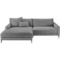 Ecksofa INOSIGN "Downtown, B/T/H: 272/190/84 cm L-Form", grau (platin), Sofas, B/H/T: 272cm x 84cm x 190cm, Chenille, Recamiere links weicher Sitzkomfort auch in Cord und Bouclé, incl. Zierkissen