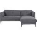 Ecksofa LEONIQUE "Falbella, L-Form" Sofas Gr. B/H/T: 235cm x 84cm x 165cm, Struktur fein, Recamiere rechts, grau (dunkelgrau) extra hohe Füße aus Metall, für kleine Räume geeignet