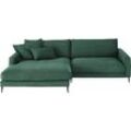 Ecksofa INOSIGN "Downtown, B/T/H: 272/190/84 cm L-Form" Sofas Gr. B/H/T: 272cm x 84cm x 190cm, Feincord, Recamiere links, grün weicher Sitzkomfort auch in Cord und Bouclé, incl. Zierkissen