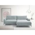 Ecksofa INOSIGN "Downtown, B/T/H: 272/190/84 cm L-Form", blau (hellblau), Sofas, B/H/T: 272cm x 84cm x 190cm, Cord, Recamiere rechts weicher Sitzkomfort auch in Cord und Bouclé, incl. Zierkissen