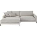 Ecksofa INOSIGN "Downtown, B/T/H: 272/190/84 cm L-Form" Sofas Gr. B/H/T: 272cm x 84cm x 190cm, Feincord, Recamiere links, silberfarben (silber) weicher Sitzkomfort auch in Cord und Bouclé, incl. Zierkissen