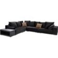 Ecksofa INOSIGN "Vale L-Form", schwarz, B:355cm H:88cm T:240cm, Samtoptik (100% Polyester), Sofas, incl. Couchtisch, Steppung im Sitzbereich, Federkern