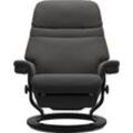 Relaxsessel STRESSLESS "Sunrise" Sessel Gr. Leder PALOMA, Power™ Leg & Back-mit Akku-Classic Base Schwarz, Relaxfunktion-Drehfunktion-Integrierte Fußstütze-Plus™System, B/H/T: 88 cm x 103 cm x 78 cm, grau (rock paloma) elektrisch verstellbar, optional 2-motorisch, Größe M & L