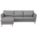 Ecksofa HOME AFFAIRE "MARSEILLE (242/152cm),L-Form, Rec. rechts/links", weiß (silber), B:242cm H:88cm T:152cm, 59% Polyester; 41% Polypropylen, Sofas, Massivholzbeine aus Eiche, in verschieden Bezügen und Farbvarianten