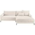 Ecksofa INOSIGN "Downtown, B/T/H: 272/190/84 cm L-Form", beige (creme), Sofas, B/H/T: 272cm x 84cm x 190cm, Chenille, Recamiere rechts weicher Sitzkomfort auch in Cord und Bouclé, incl. Zierkissen