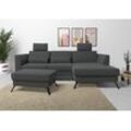 Ecksofa SIT & MORE "Olsen L-Form", grau (anthrazit), B:261cm H:88cm T:172cm, 100% Polyester, Sofas, inklusive Sitztiefenverstellung, wahlweise mit Bettfunktion, 15cm hoch