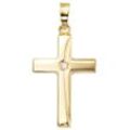 Kreuz-Anhänger JOBO "Anhänger Kreuz" Schmuckanhänger Gr. Gelbgold 333, goldfarben (gelbgold 333) Damen 333 Gold mit Zirkonia