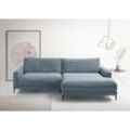 Ecksofa INOSIGN "Downtown, B/T/H: 272/190/84 cm L-Form", blau (petrol), Sofas, B/H/T: 272cm x 84cm x 190cm, Cord, Recamiere rechts weicher Sitzkomfort auch in Cord und Bouclé, incl. Zierkissen