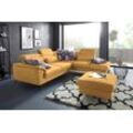 Ecksofa SIT & MORE "Percy L-Form", gelb (mustard), B:270cm T:235cm, Sofas, 12 cm Fußhöhe, Sitztiefenverstellung, wahlweise in 2 Fußfarben