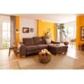 Ecksofa HOME AFFAIRE "Dundee L-Form", braun (schokobraun), B:264cm H:86cm T:170cm, Luxus-Microfaser Florence (100% Polyester), Struktur fein (100% Polyester), Luxus-Microfaser Lederoptik (100% Polyester), Sofas, wahlweise mit Kopfteilverstellung und zusätzlich mit Bettfunktion
