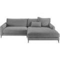 Ecksofa INOSIGN "Downtown, B/T/H: 272/190/84 cm L-Form", grau (platin), Sofas, B/H/T: 272cm x 84cm x 190cm, Chenille, Recamiere rechts weicher Sitzkomfort auch in Cord und Bouclé, incl. Zierkissen